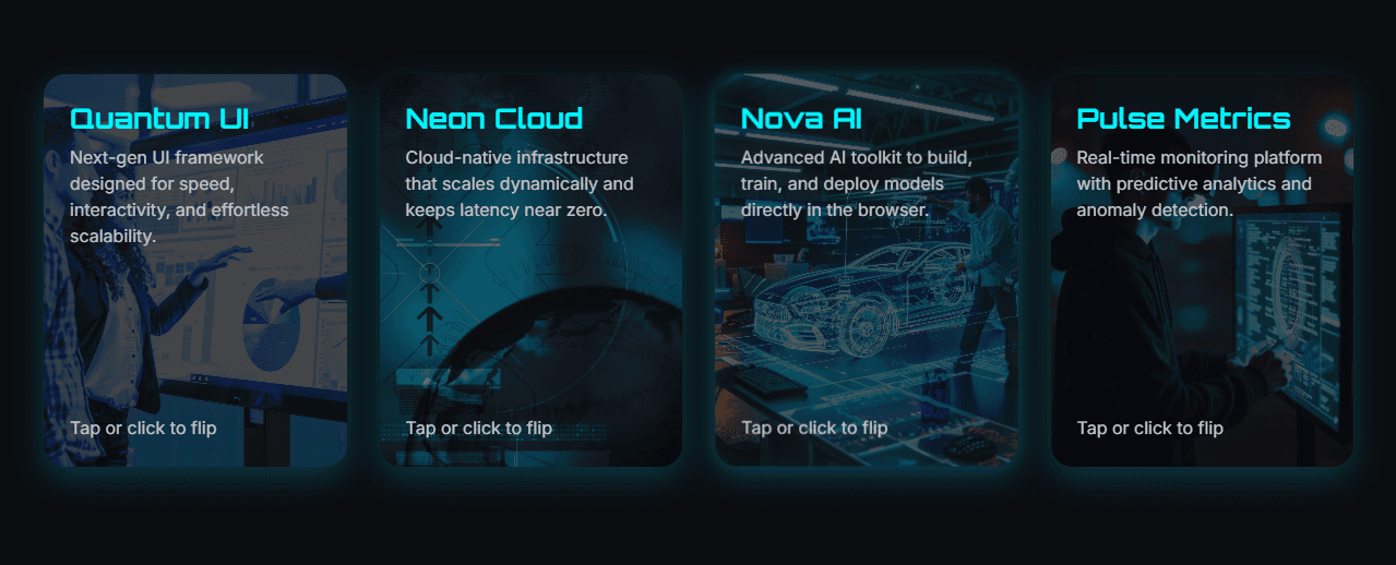 3D Interactive Flip Cards with Tilt and Bounce Animation using HTML, CSS & JavaScript