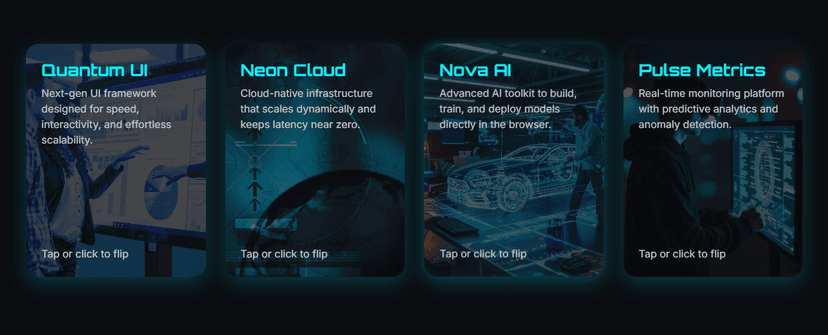 3D Interactive Flip Cards with Tilt and Bounce Animation using HTML, CSS & JavaScript