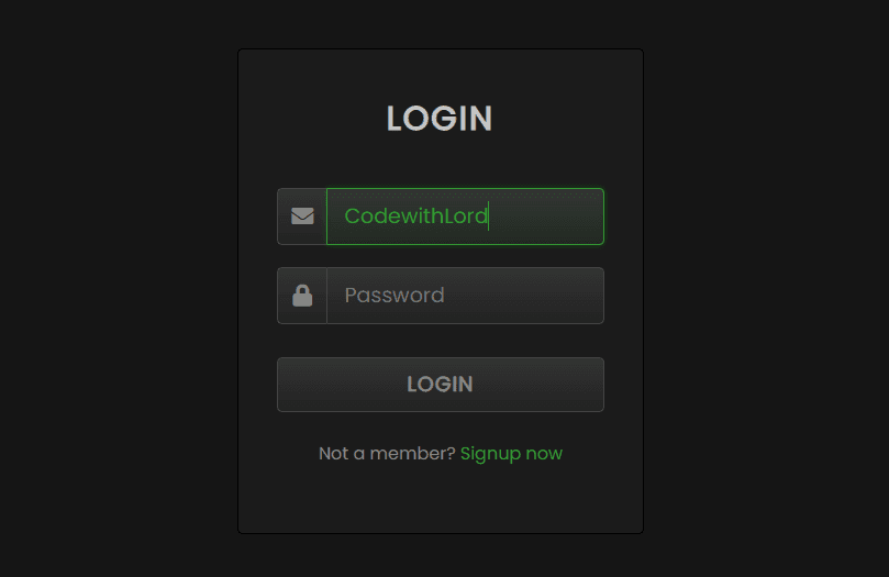 Animated Login Form with Glowing Input Effect