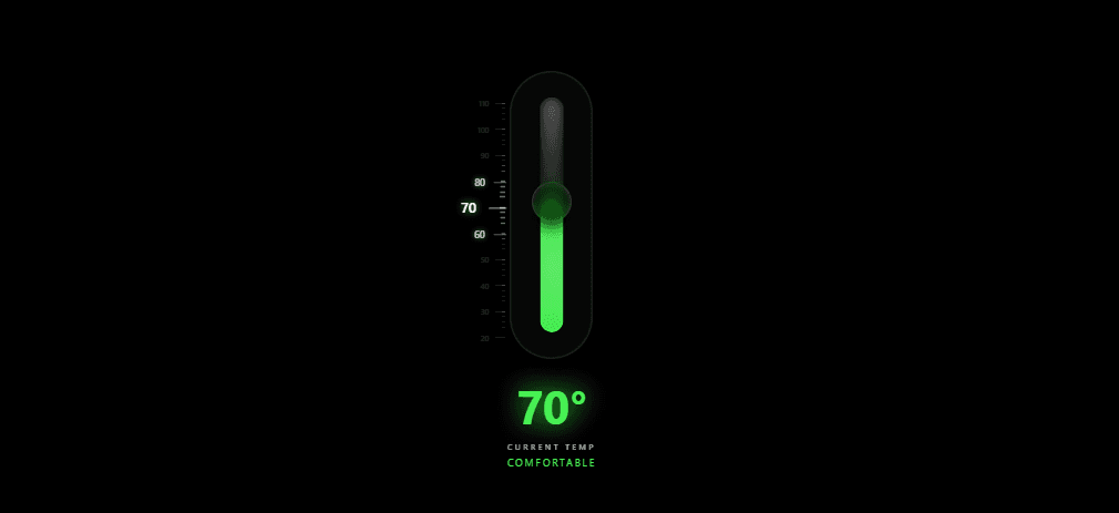 Interactive Glass Thermostat UI with GSAP & SVG Effects